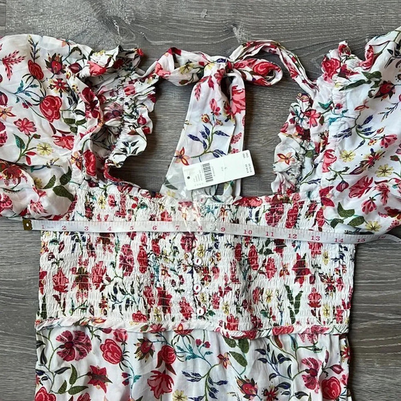 NEW Anthropologie By Mark D. Sikes Smocked Puff-Sleeve Dress Floral - Picture 14 of 16